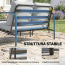 Set 4 Pezzi Salotto da Giardino con Divano 2 Posti 2 Poltrone e Tavolino in Acciaio Grigio Chiaro      