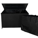 Set Salotto da Giardino 240x186x70 cm ad Angolo con Tavolo e Box Contenitore in Rattan Nero