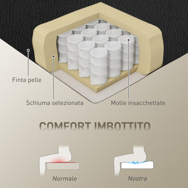 Sedia da Ufficio 76x73x117-125 cm con Poggiapiedi e Poggiatesta in Pelle PU Schiuma e Metallo Nero      