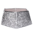 Copri base albero tessuto pieghevole argento double face esagonale cm Ø68xh25