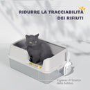 Lettiera per Gatti con Bordi Rialzati 60x40x28 cm in Acciaio Inox e PP Grigio Chiaro   