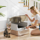 Lettiera Chiusa per Gatti XXL a 2 Porte 70x50x46,5 cm Vaschetta in Acciaio Inox Grigio   