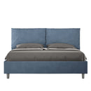 Letto Matrimoniale con Alzata Comoda Imbottito in Microfibra Antea Blu Varie Misure