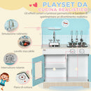 Cucina Giocattolo per Bambini 65x29x81 cm con Luci e Utensili in MDF e PP Azzurra