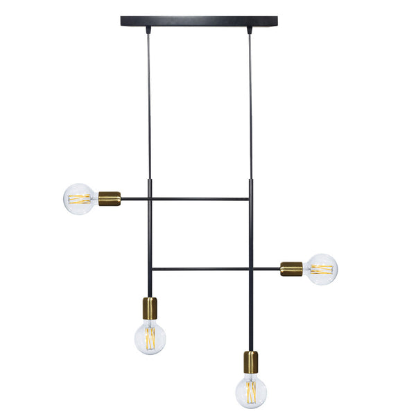 Suspension 4xE27 Cadre Peint Noir Or Satiné E-Energy Elvira prezzo