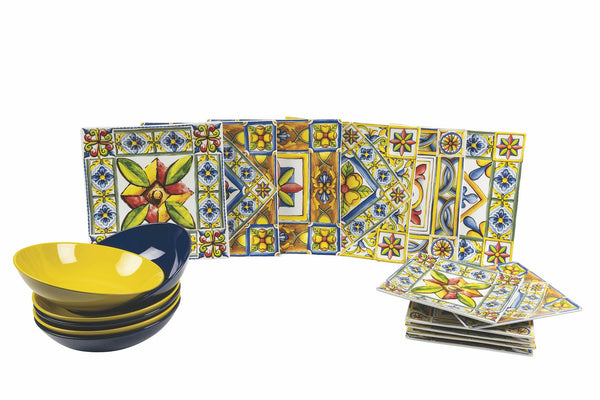 online Service de Table 18 Pièces en Porcelaine et Grès Multicolore VdE Tivoli 1996 Costiera
