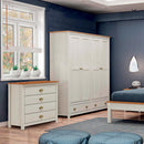 Armadio 4 ante 2 cassetti 176x53,5x185 cm in legno bianco Shabby