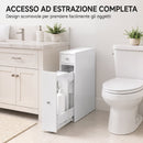 Mobile Bagno Slim Salvaspazio 16x48x58 cm con 2 Cassetti e Vano Aperto in MDF Bianco      