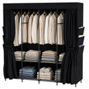 Armadio Salvaspazio 170x45x167 cm con 5 Aste 4 Ripiani 6 Tasche Laterali in Tessuto Nero      