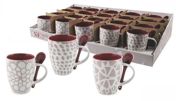 online Set de 20 Tasses avec Cuillère Ø8x10 cm en Céramique VdE Tivoli 1996 Aurora Blanc et Violet