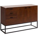 Mobile Buffet Stile Industriale 120x40x83 cm con Armadietto 2 Ante e 3 Cassetti Marrone