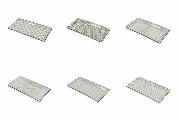 Set de 6 Plateaux Rectangulaires en Grès Villa d'Este Home Tivoli Gris Confusion acquista
