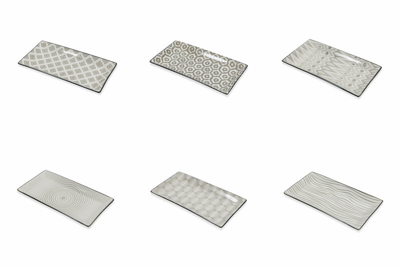 Set 6 Vassoi Rettangolari in Gres VdE Tivoli 1996 Grey Confusion