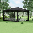 Gazebo  Pieghevole con Zanzariera e 2 Ingressi 4x3m in Metallo e PE Grigio Scuro