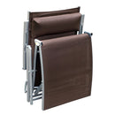 Lettino Prendisole Relax Reclinabile Pieghevole Telaio in Metallo Marrone 137x63.5x100.5 cm