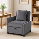 Poltrona Letto Singolo 4 in 1 72,5x89,5x83 cm Estraibile Trapuntata e Reclinabile in Velluto Grigio Scuro      