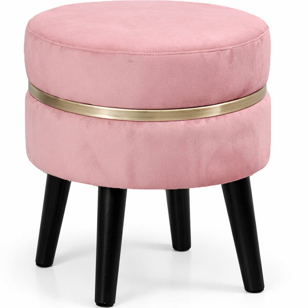 sconto Pouf Sgabello Ø35x40,5 cm Design Moderno Poggiapiedi con Rivestimento in Velluto Rosa
