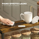 Carrello Cucina 47x13x96,5 cm con 4 Ruote Piano Effetto Legno e Struttura in Metallo Nero      