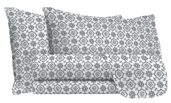 sconto Parure de lit double avec imprimé en haut et en bas et taies d'oreiller en coton Athena Dora Fumo