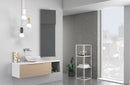 Mobile Bagno Sospeso 135 cm Lavabo e Specchio TFT Mactan Destra Bianco Rovere e Grigio