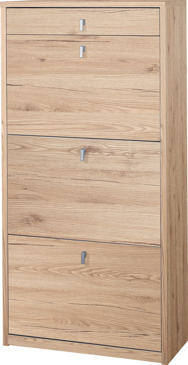 online Meuble à Chaussures 3 Portes 1 Tiroir 63x127x29 cm Chêne Naturel