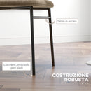 Set 2 Sedie Sala da Pranzo Seduta Imbottita Schienale Curvo in Acciaio e Tessuto Effetto Lino Marrone Chiaro      