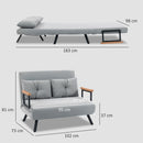 Divano Letto 3 in 1 con Schienale Regolabile e 2 Cuscini 102x73x81 cm in Tessuto Effetto Velluto Grigio Chiaro      