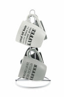 Set 4 Tazze Tedesco in Dolomite con Stand in Metallo Villa d'Este Home Tivoli