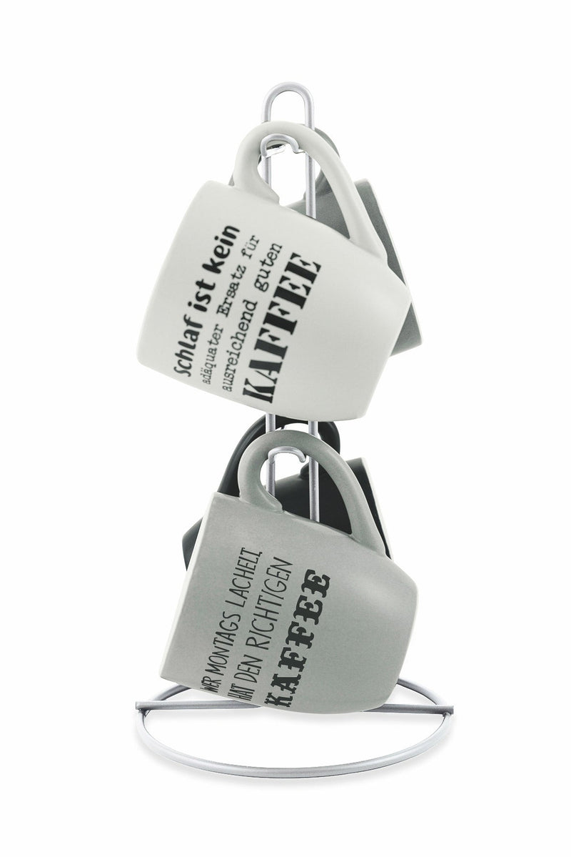 Set 4 Tazze Tedesco in Dolomite con Stand in Metallo Villa d'Este Home Tivoli