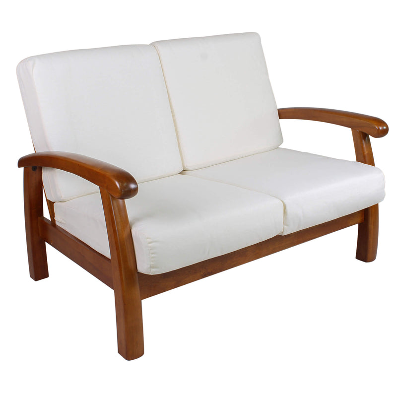 Divano Divanetto 2 Posti in Legno 120x85x83cm Vandi Panna