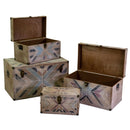 Set 4 Bauli Rettangolari in MDF e Legno di Abete