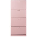 Scarpiera 4 Ante 63x24x150 cm Ripiani Doppia Profondità in MDF Rosa 