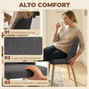 Set 2 Sedie Pranzo Imbottite 46x52x76 cm con Gambe Legno Hevea Tessuto Grigio Chiaro      