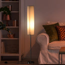 Lampada da Terra in Tessuto e Acciaio Inox 120 cm Bianco 