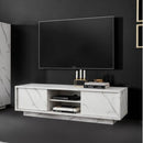 Porta TV Rock 2 ante effetto marmo bianco 139x43x44h