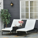 Set 2 Lettini Prendisole con Tavolino in Rattan  Nero e Bianco