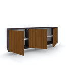 Mobile Soggiorno Madia 3 Ante 177x41x74 cm Ossido Nero e Rovere Dogato   