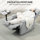 Poltrona Reclinabile Manualmente a 60° 69x91,5x103 cm con Poggiapiedi Extra Imbottita in Tessuto Grigio  