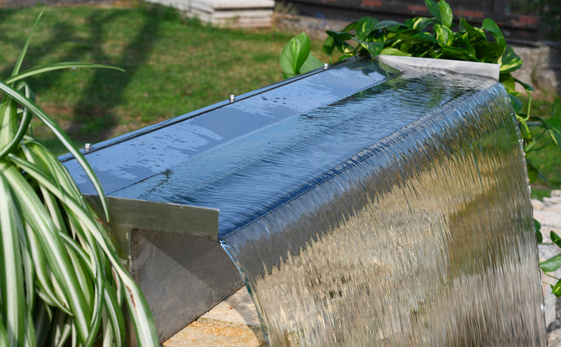 Lama d’Acqua Effetto a Cascata per Piscina o Laghetto 120x14xH12 cm in Acciaio Inox Lucido