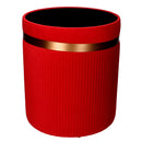 Set 2 Pouf Contenitore Ø35 cm e Ø39 cm in Tessuto Velluto Rosso