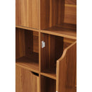 Libreria Mobiletto 9 Scomparti 5 Ante 88.8x29x90.5 cm in Legno MDF Effetto Naturale