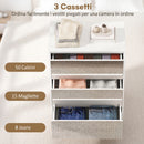 Cassettiera a Specchio Moderna 60x35x80 cm con 3 Cassetti in Pannello Truciolato e Vetro Bianca      