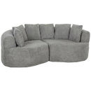 Divano 3 Posti Senza Struttura 207x107x62 cm con 6 Cuscini in Ciniglia Grigio Chiaro      