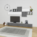Parete Attrezzata Soggiorno 260 cm in MDF Tromen Bianco Opaco e Grigio