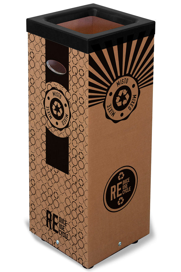 Pattumiera Per Raccolta Rifiuti 38x38xh80 cm in Cartone Con Stampa Grafica Rifiuto Misto Beige acquista