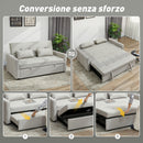 Divano Letto 2 Posti Convertibile Apertura Clic Clac con 2 Cuscini in Tessuto Marrone Chiaro      