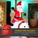Babbo Natale Gonfiabile con Orso Polare 130x80x180 cm con Luci LED per Esterno e Interno