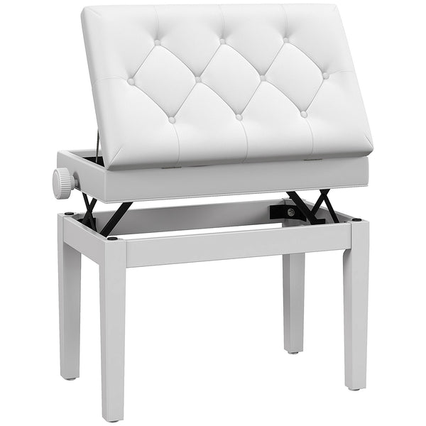 sconto Sgabello Pianoforte 54,5x33x48-58 cm Regolabile con Vano Portaoggetti e Seduta Imbottita Bianco