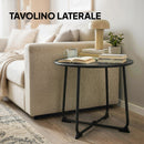 Tavolino da Caffè da Esterno Ø50 cm con Base a X e Piedini Antiscivolo in Metallo Nero      