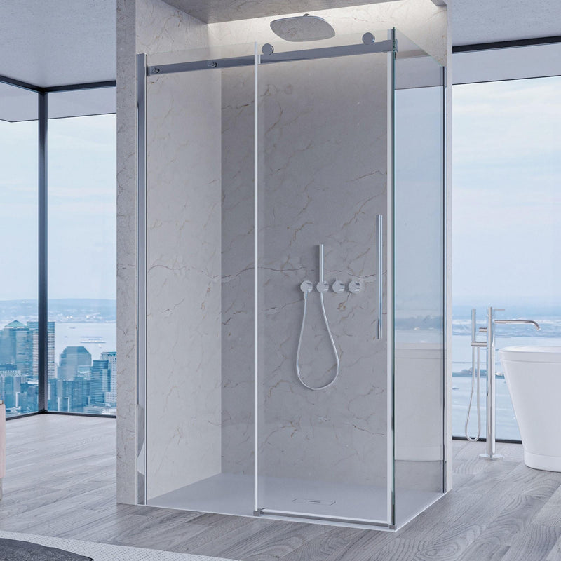 Box Doccia Angolare 1 Anta Scorrevole in Cristallo Trasparente 8mm H195 Bonussi Alina Varie Misure